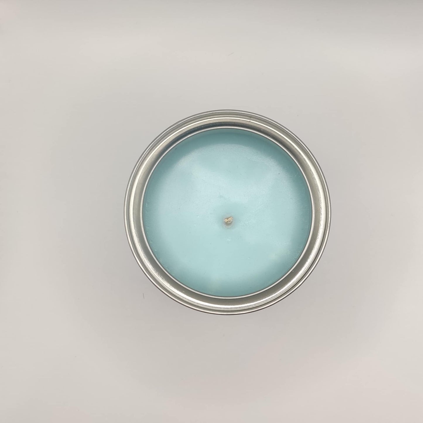 Ocean Haze candle in blue tin – fresh aquatic scented vegan soy wax candle by Retro Bloom